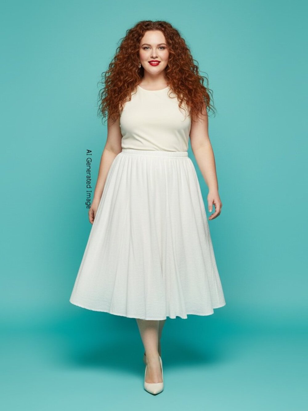 Vintage Roz & Ali White Pleated Midi Skirt - Plus Size 2X